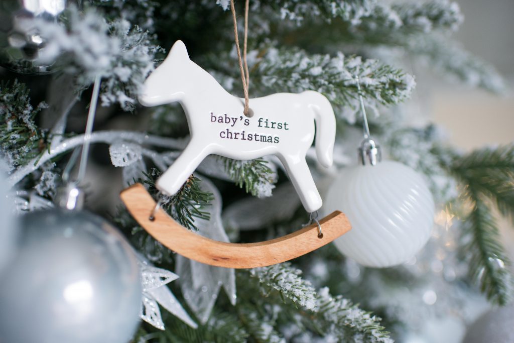 mom dad and baby ornament